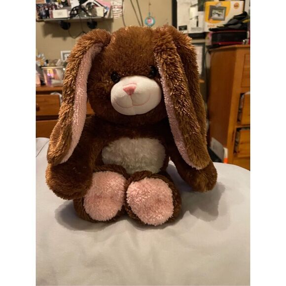 Build A Bear Toy's Dark Brown Pink ears Retured Bunny Plush Stuffed 18" - Picture 3 of 14